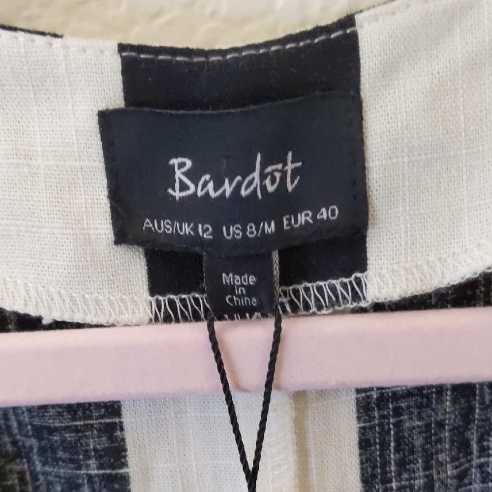 NWT Bardot Black and White Striped Maxi Dress Adley classic Sz 8 M - Picture 2 of 7